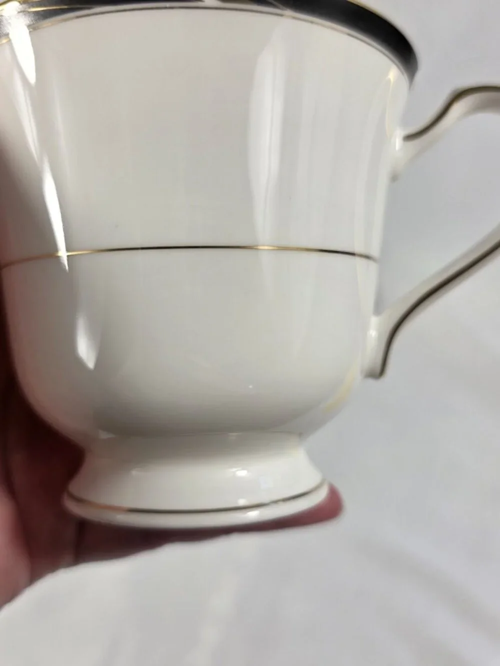 ONE Mikasa Academy Bone China Cup & Saucer Set White with Black & Gold Band